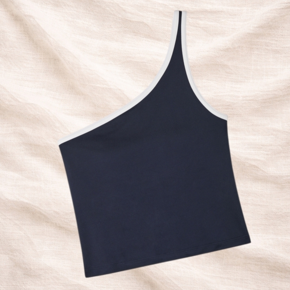 Gilly Hicks One-Shoulder Asymmetrical Tank with Built-In Bra - Very Preppy & Y2K - Picture 3 of 9